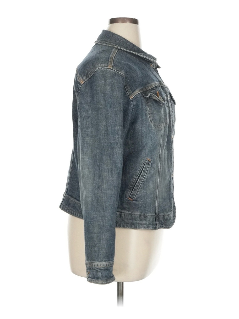 Classic Women's Denim Jacket - Dark Blue - Picture 3 of 6